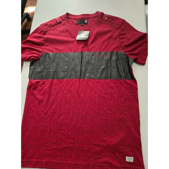 NWT Guess T-Shirt Sz M Red with Black Stripe ( G BY GUESS )  V-Neck - Picture 1 of 8